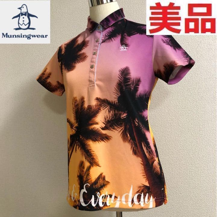 美品 マンシングウェア ゴルフ ポロシャツ ウェア 総柄 Lサイズ