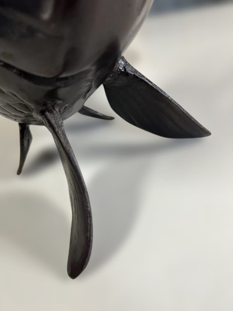 金属製 魚に乗る人物の彫刻　美術品　骨董品