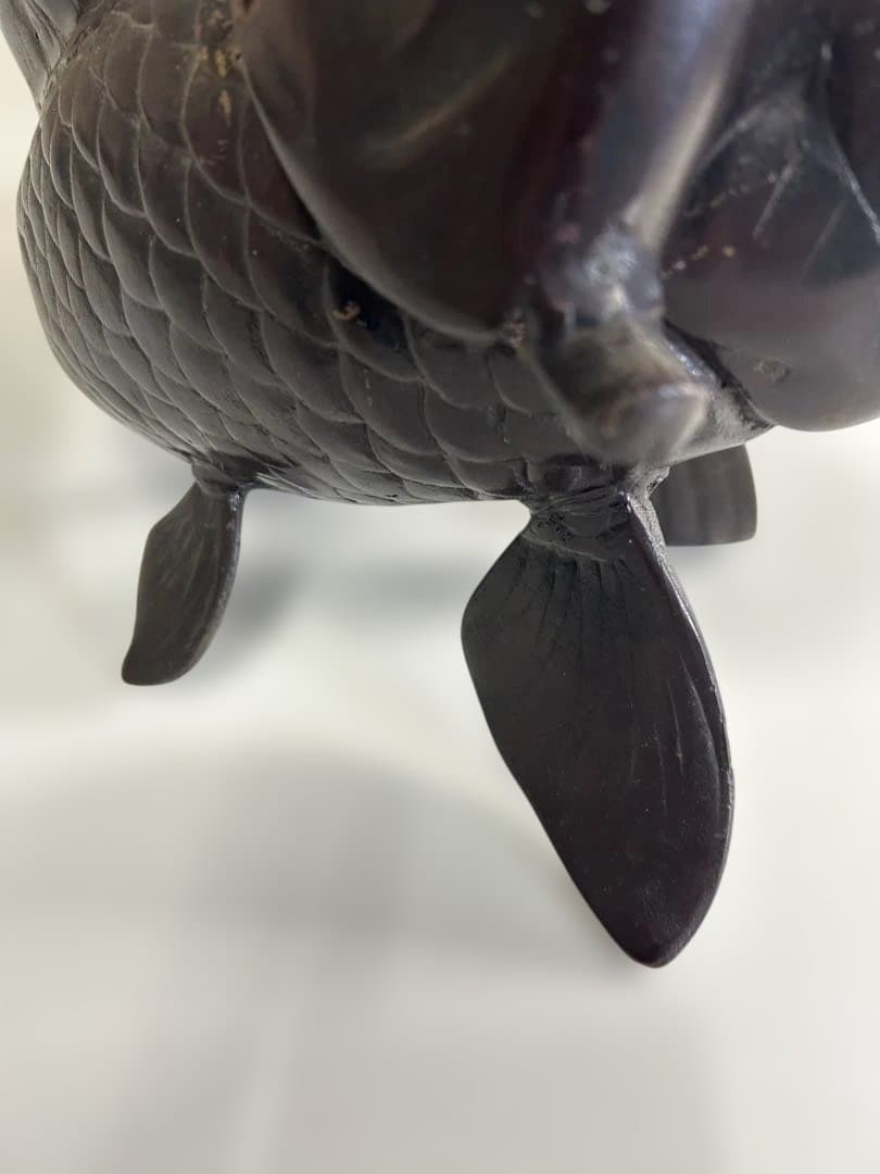 金属製 魚に乗る人物の彫刻　美術品　骨董品