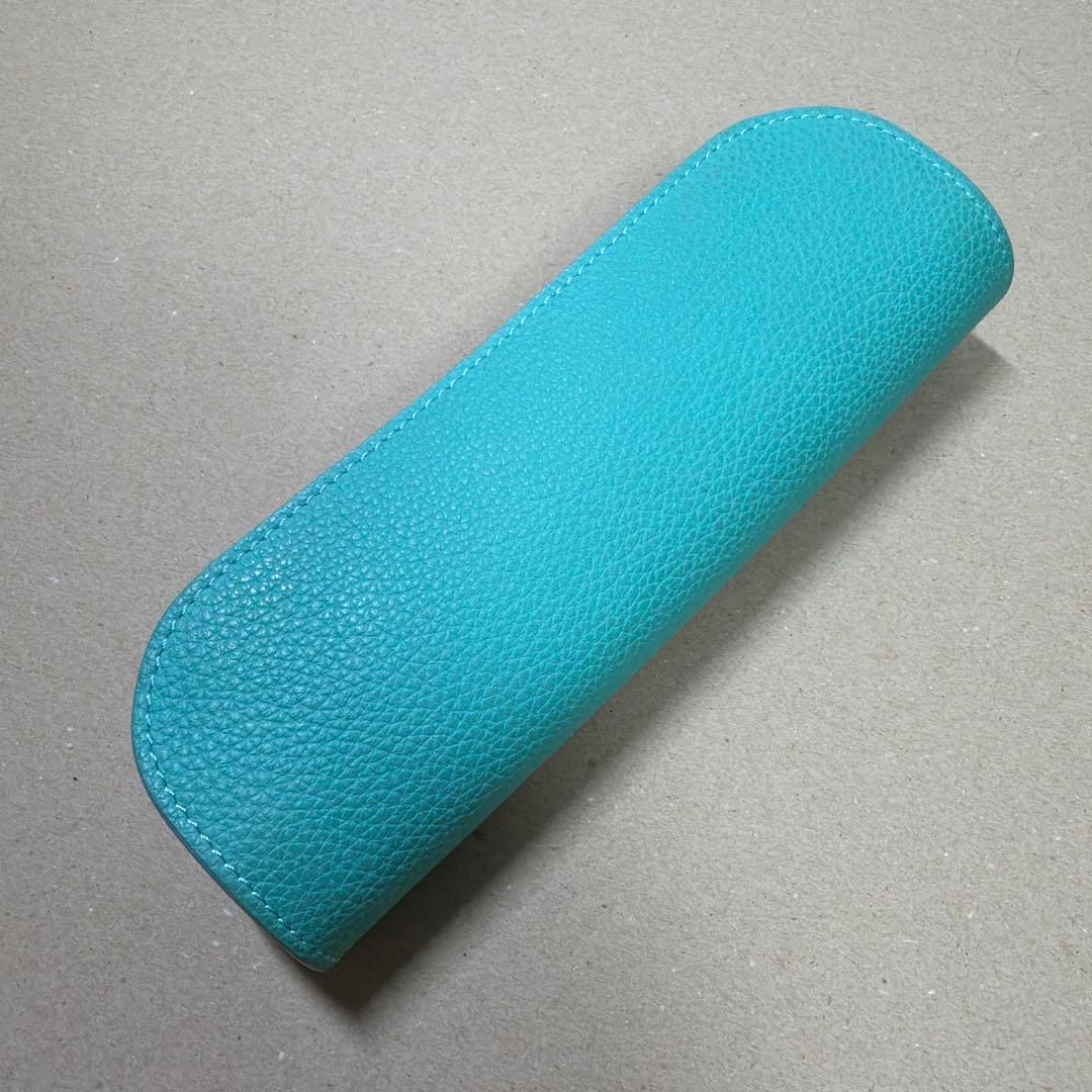 美品 ル・ボナー デブペンケース シュランケンカーフ ミント ペンケース 本革