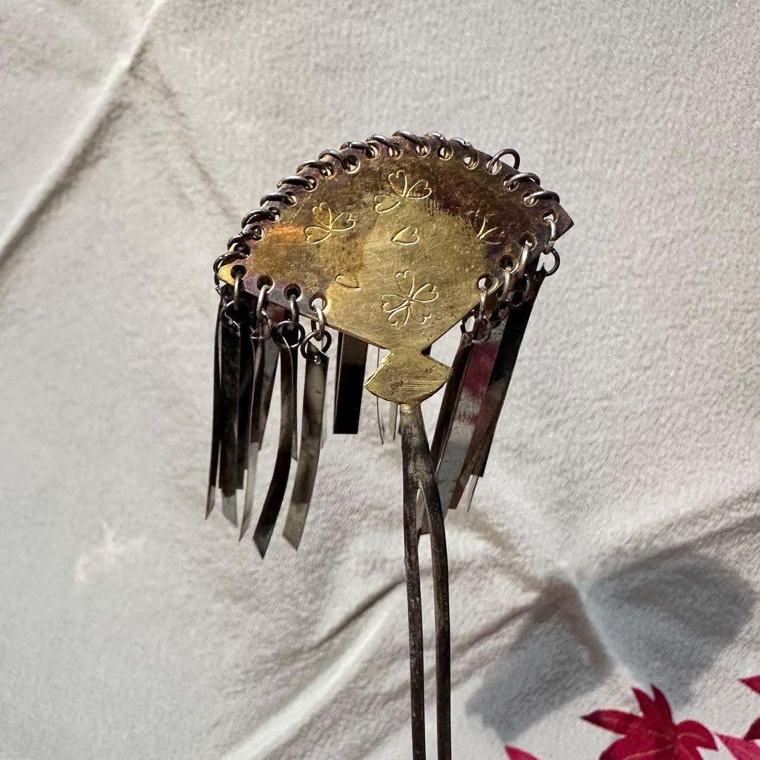 希少☆大正アンティーク　シルバーと銅のかんざし