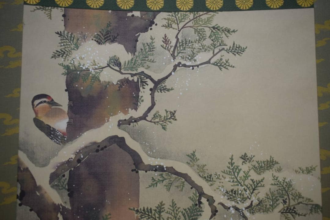 複製/酒井抱一/檜啄木鳥図/工芸/桐共箱付/布袋屋掛軸HJ-586