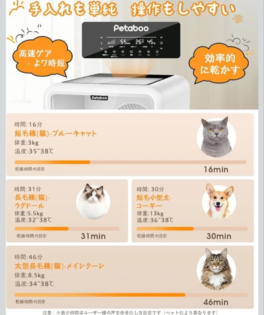 j20●Petaboo ペットドライヤー ハウス 冷暖房 犬猫 定価43999円
