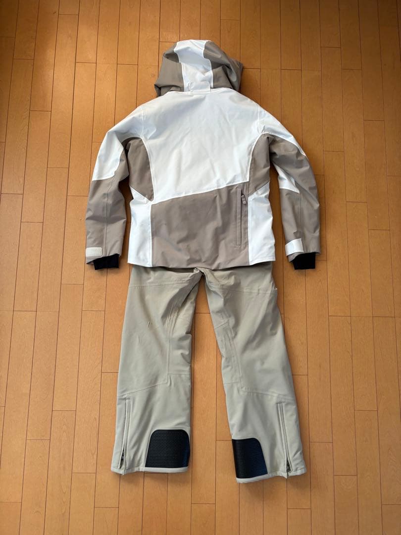 スキーウェア ジャケットとパンツセット SS ベージュ/ホワイト