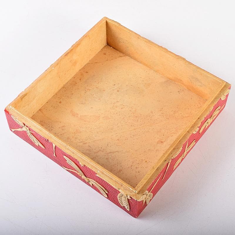 中国　彩色玉石彫刻　蜻蛉彫　四方箱　D　R8492