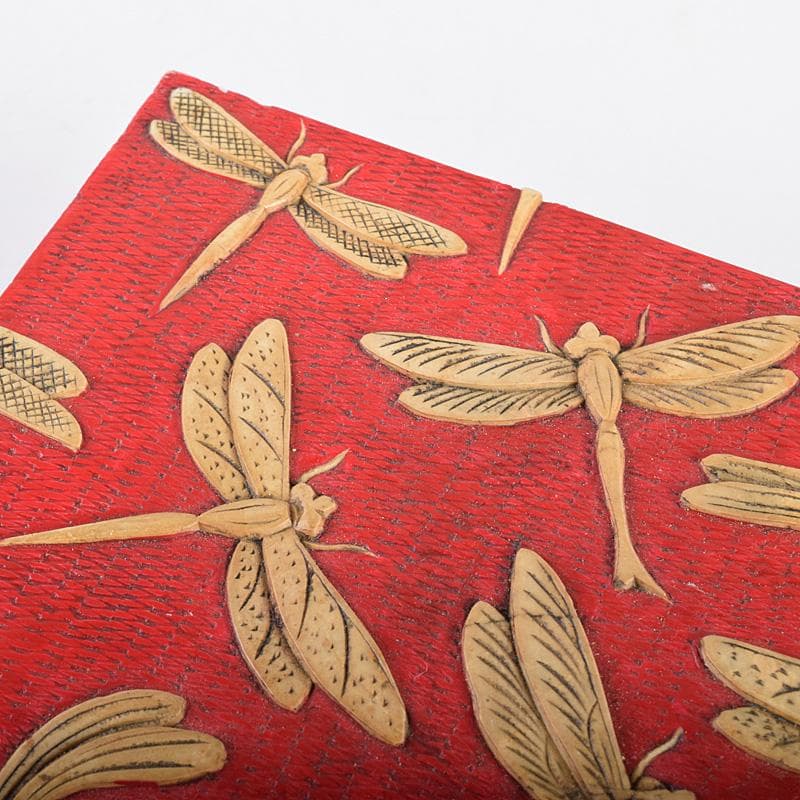 中国　彩色玉石彫刻　蜻蛉彫　四方箱　D　R8492