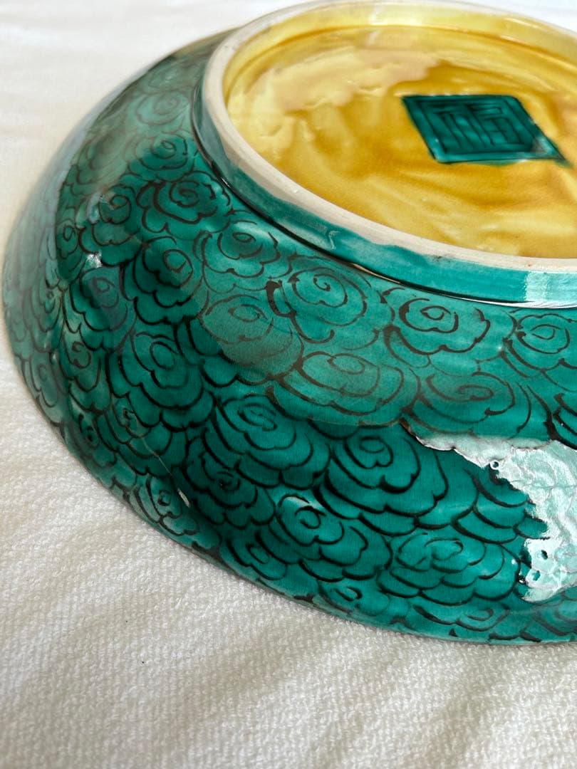 青手松竹梅文　大皿　古九谷様復刻品