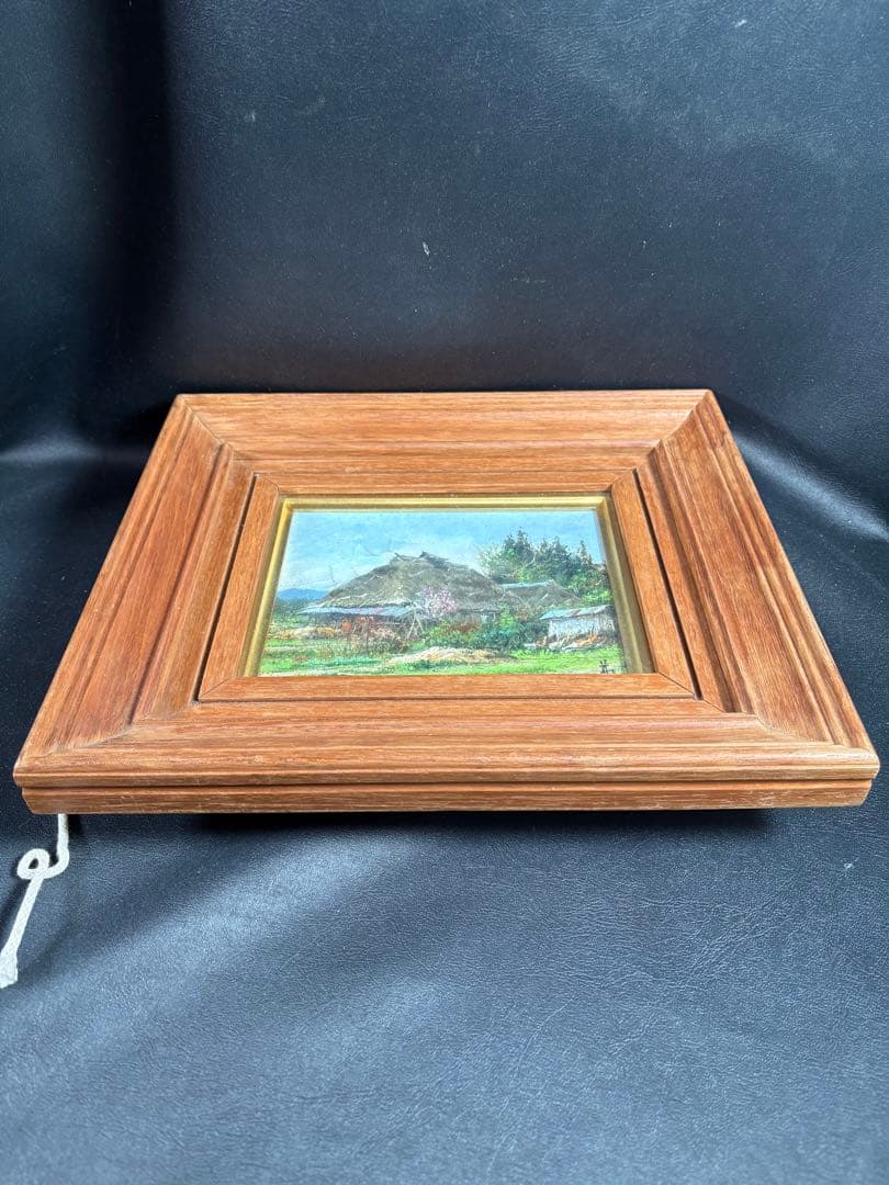 C082 林喜市郎 油彩画『早春』 サイン・裏書き有