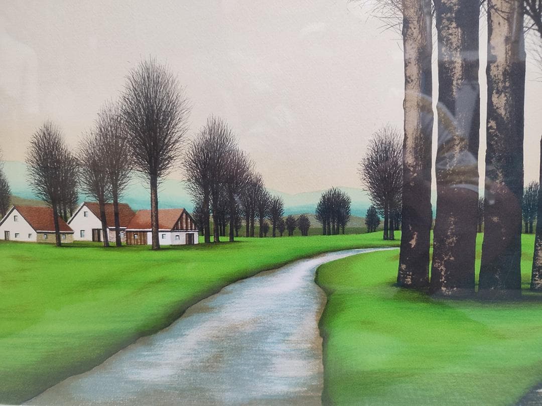 ジャック ・ デペルト「 水辺の道 」 リトグラフ 版画 特大サイズ