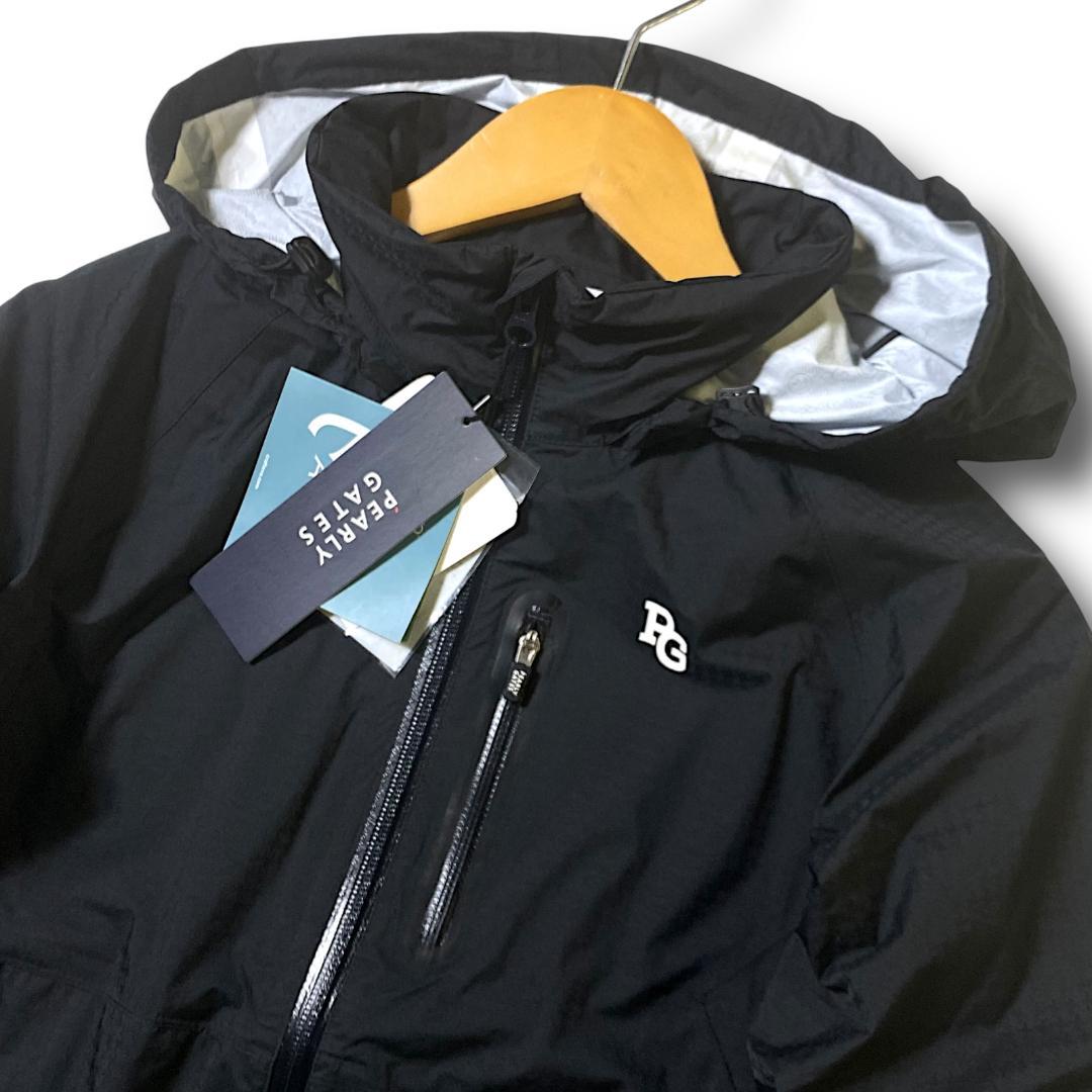 1 新品 パーリーゲイツ ビッグロゴ 半袖にもなる! レインジャケット ブラック