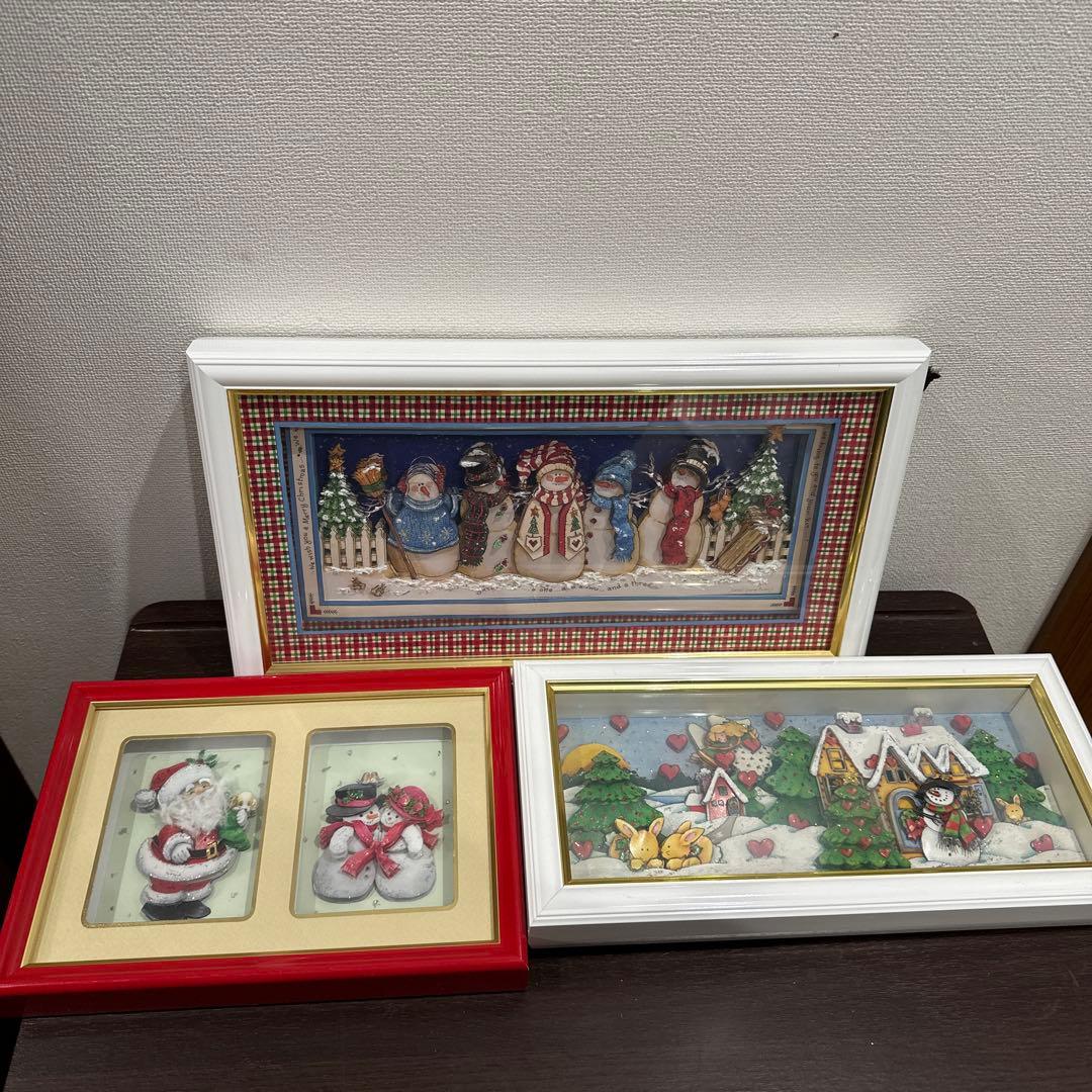 シャードボックス3Dアートクリスマスバージョン　サンタクロース　スノーマン