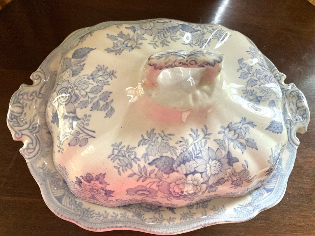 【美品】アンティーク　チュリーン ブルー＆ホワイト アジアティックフェザンツ