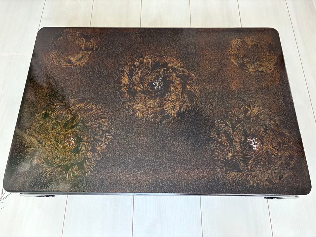 津軽塗？巻足螺鈿花台(大型)平卓　飾り台　盆栽台