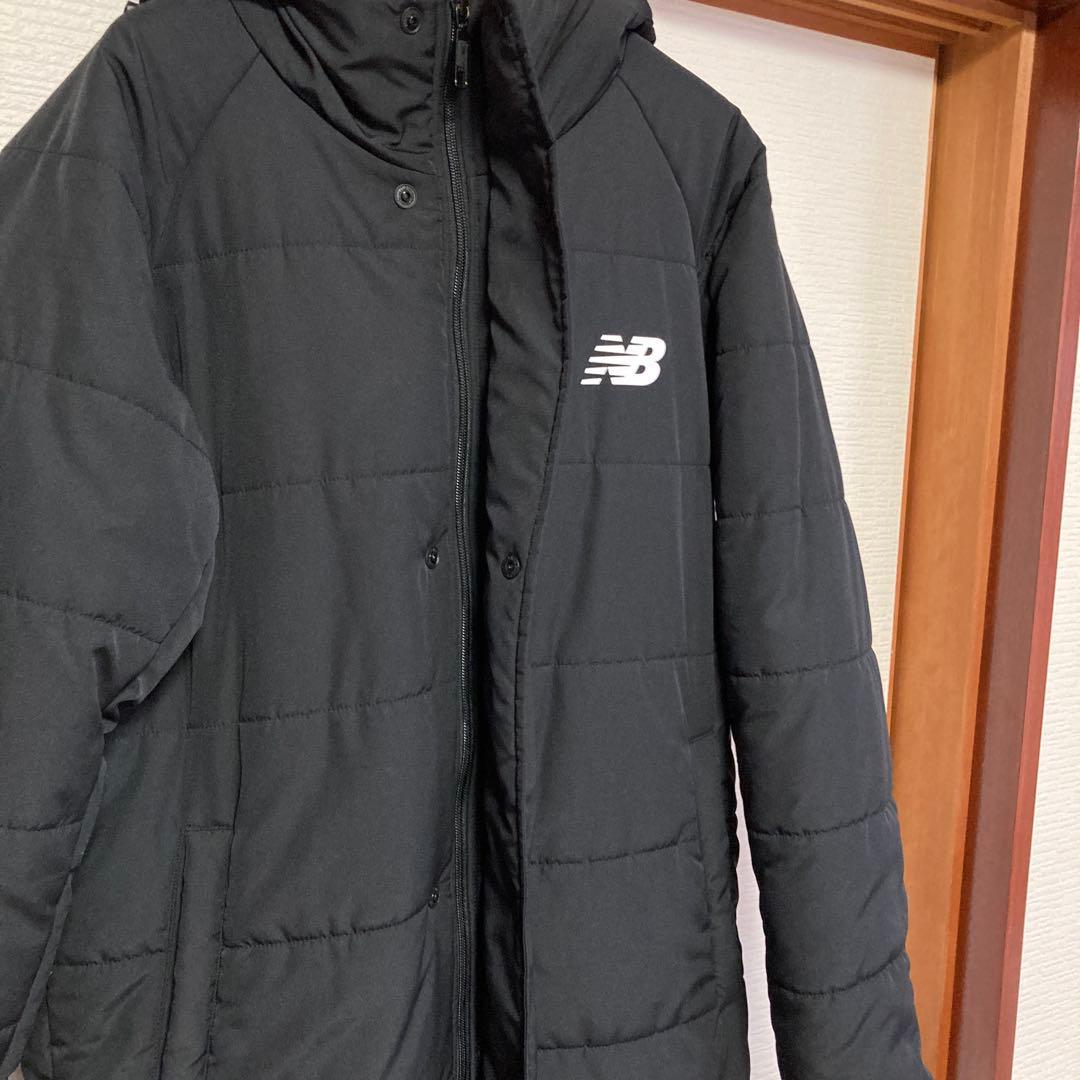 ニューバランス　ブラック ベンチコート　Mサイズ　帽子　ロゴ　防寒着