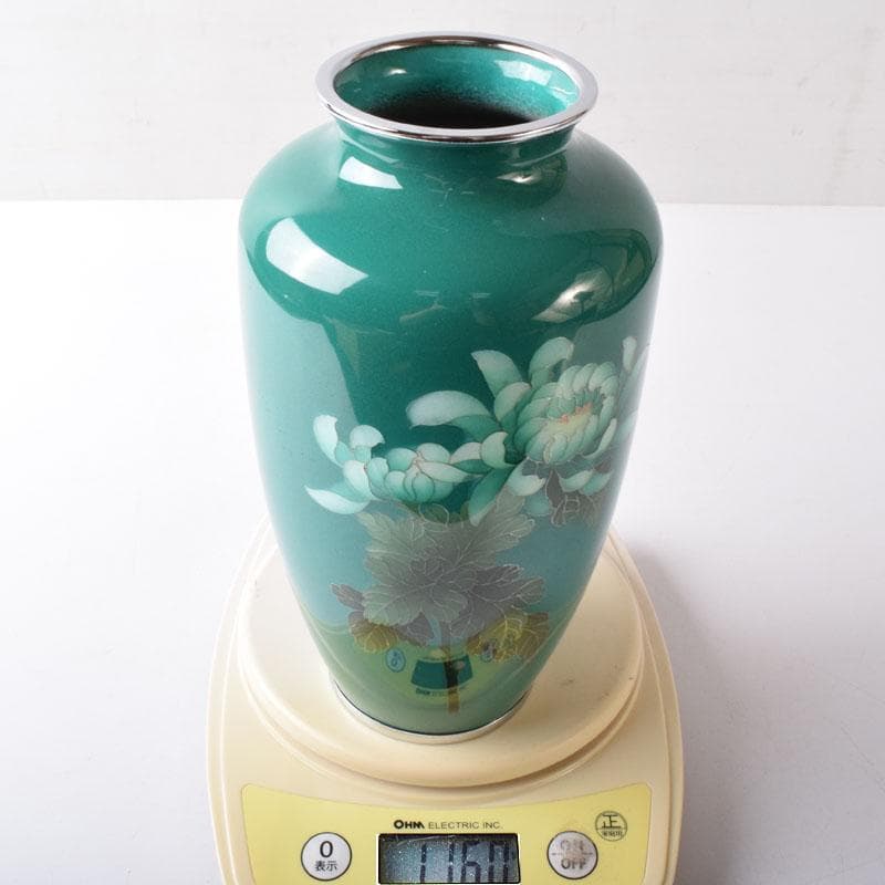 七宝焼　諸官庁御用達　野口製作所　花文　花瓶　共箱　M　R8356