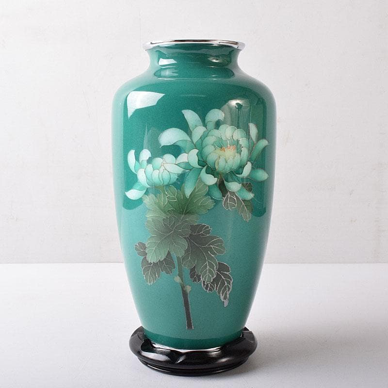 七宝焼　諸官庁御用達　野口製作所　花文　花瓶　共箱　M　R8356