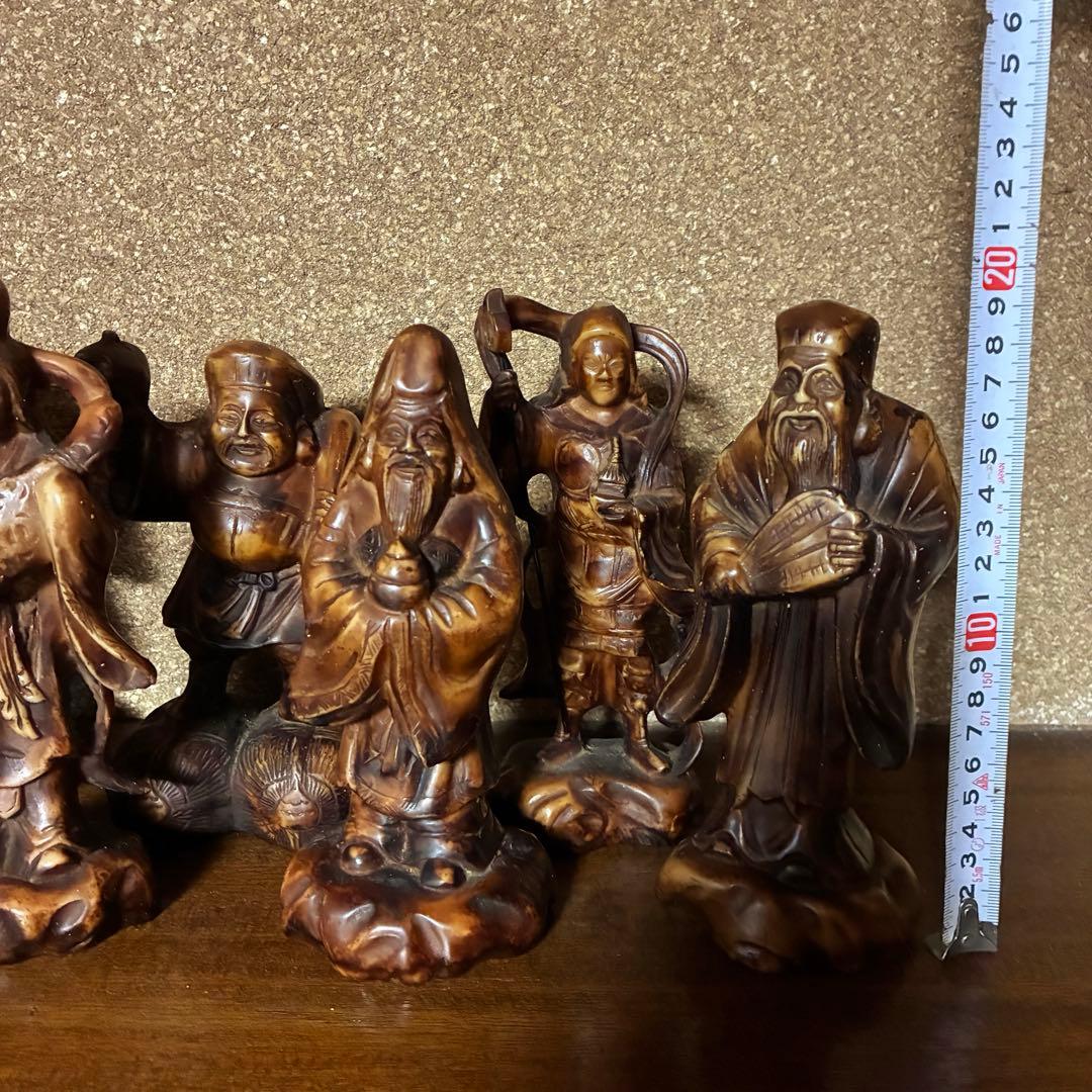 1980's 七福神　置物　縁起物　アンティーク　木彫　遺品整理　コレクション