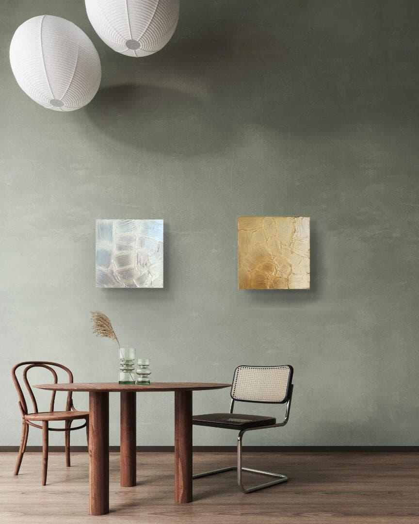 再生-銀 / テクスチャー キャンバス 26×26㎝ 原画 モダン 現代アート