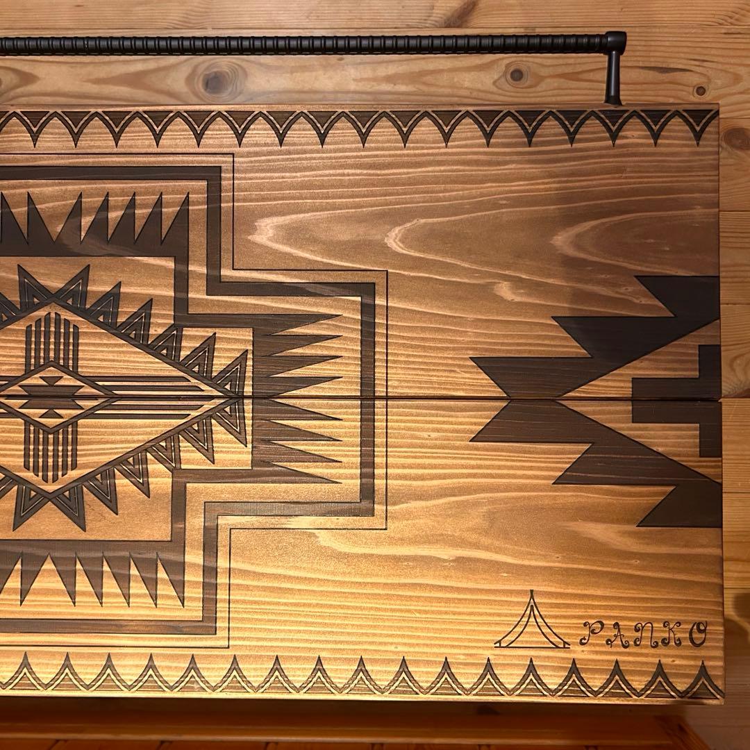 No.553 アイアンローテーブル オルテガテーブル　ネイティブ柄