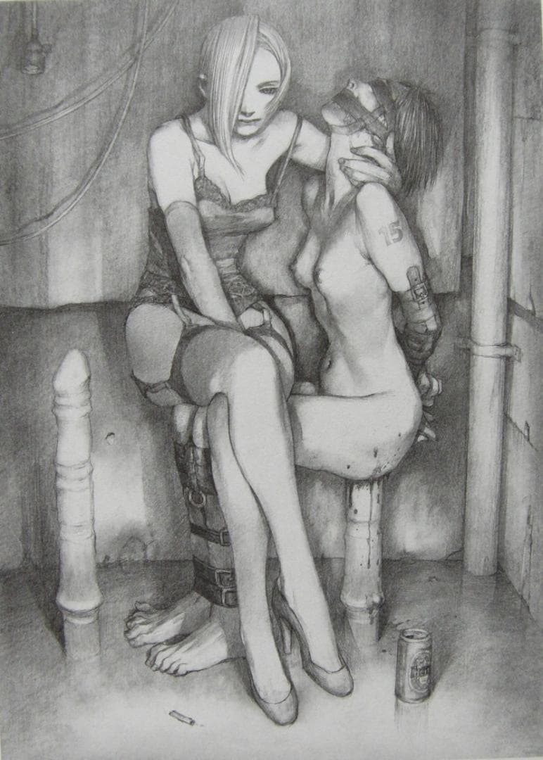 沙村 広明　3、希少画集・額装画、美女、官能イラスト作品、状態良好、新品額付き