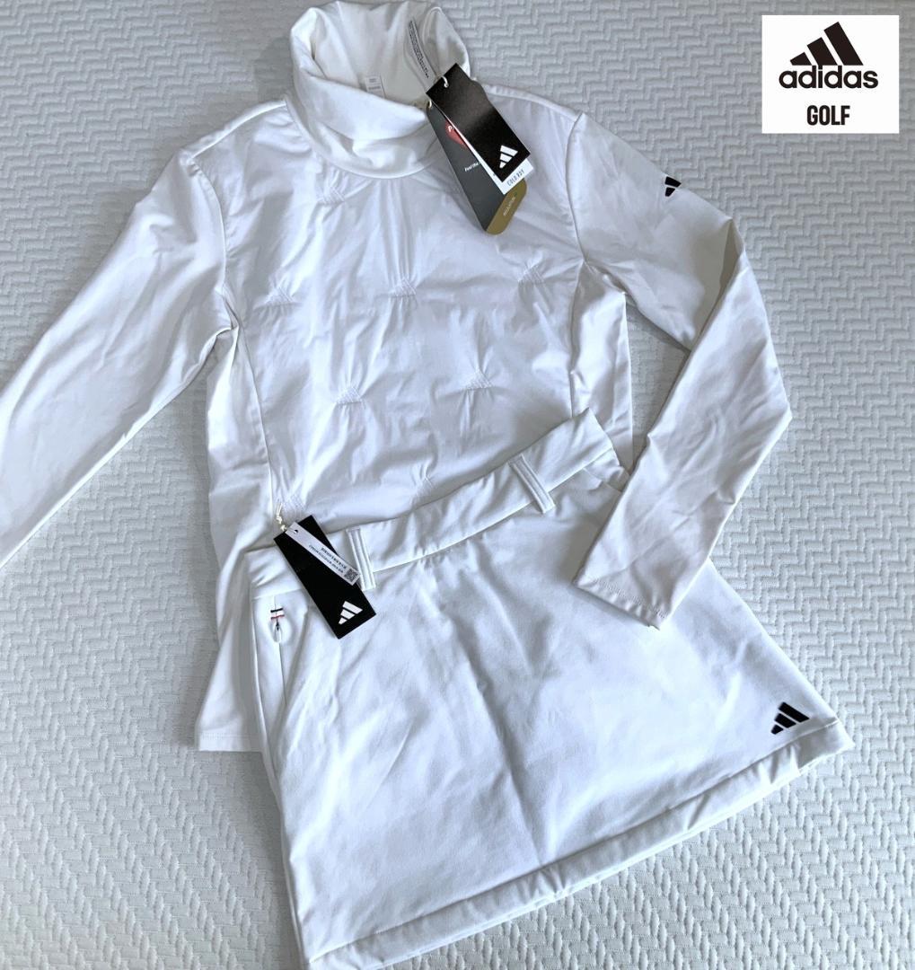 adidas 秋冬保温　セットアップ キルト長袖シャツ＆ボンディングスカート
