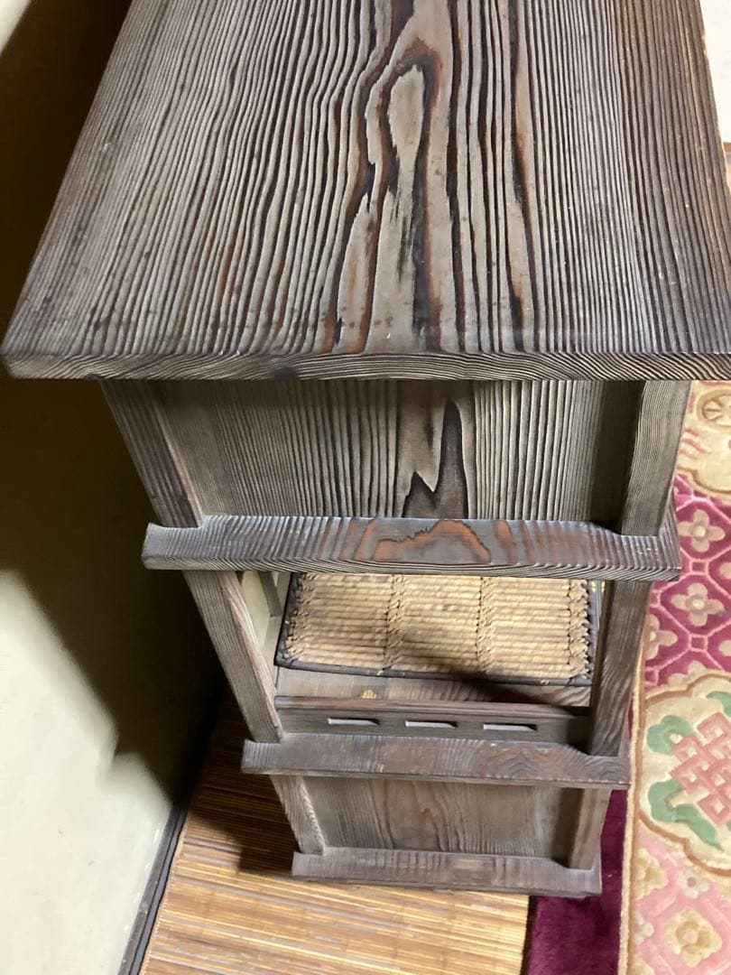 【神代杉】 骨董 アンティーク 飾り棚 茶箪笥 水屋 古民具 天板一枚板