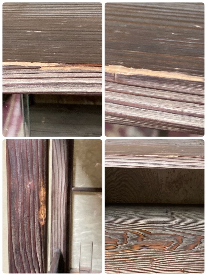 【神代杉】 骨董 アンティーク 飾り棚 茶箪笥 水屋 古民具 天板一枚板