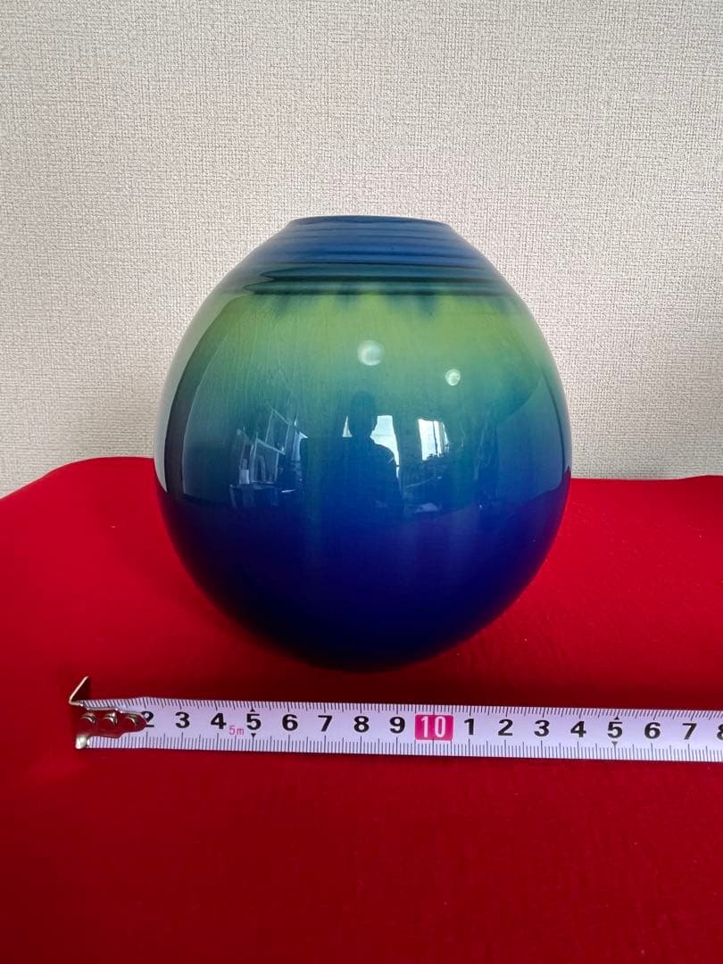 【特価】徳田八十吉 金銘 秀逸作 碧明燿彩 壷 T240 人間国宝認定後の晩年作