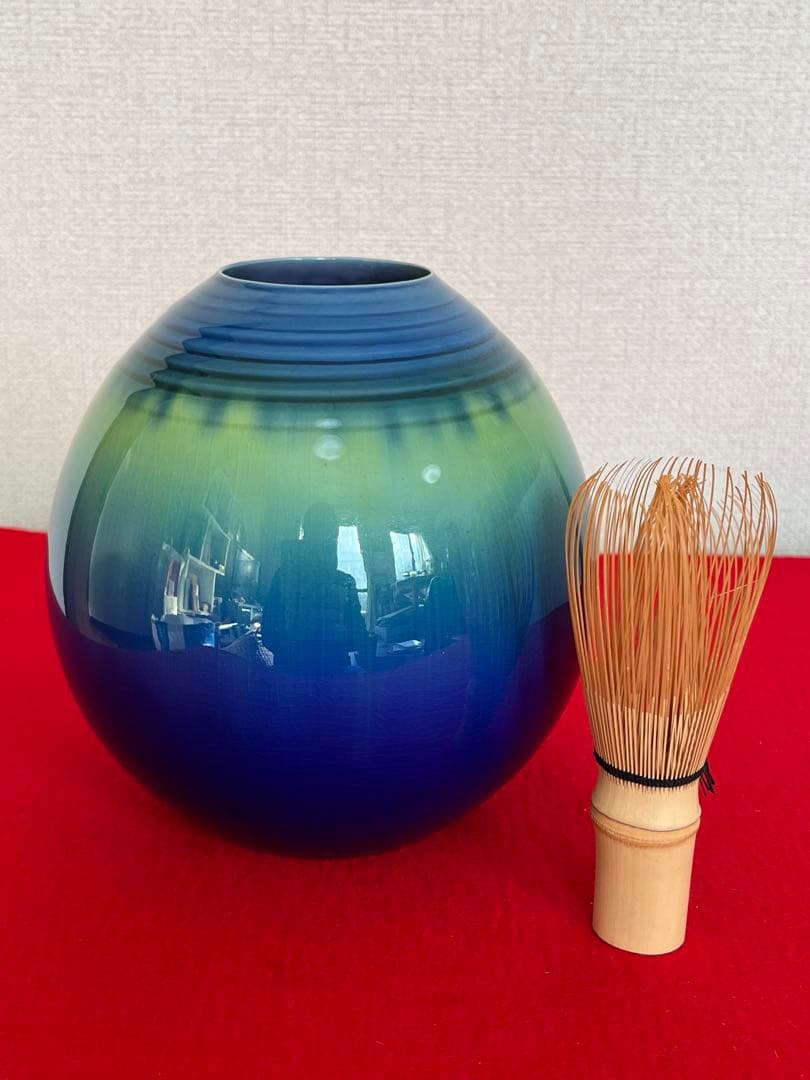 【特価】徳田八十吉 金銘 秀逸作 碧明燿彩 壷 T240 人間国宝認定後の晩年作