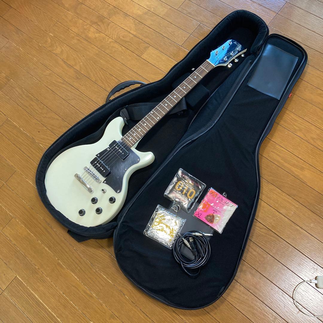 Mavis エレキギター ホワイト ギターケース付き