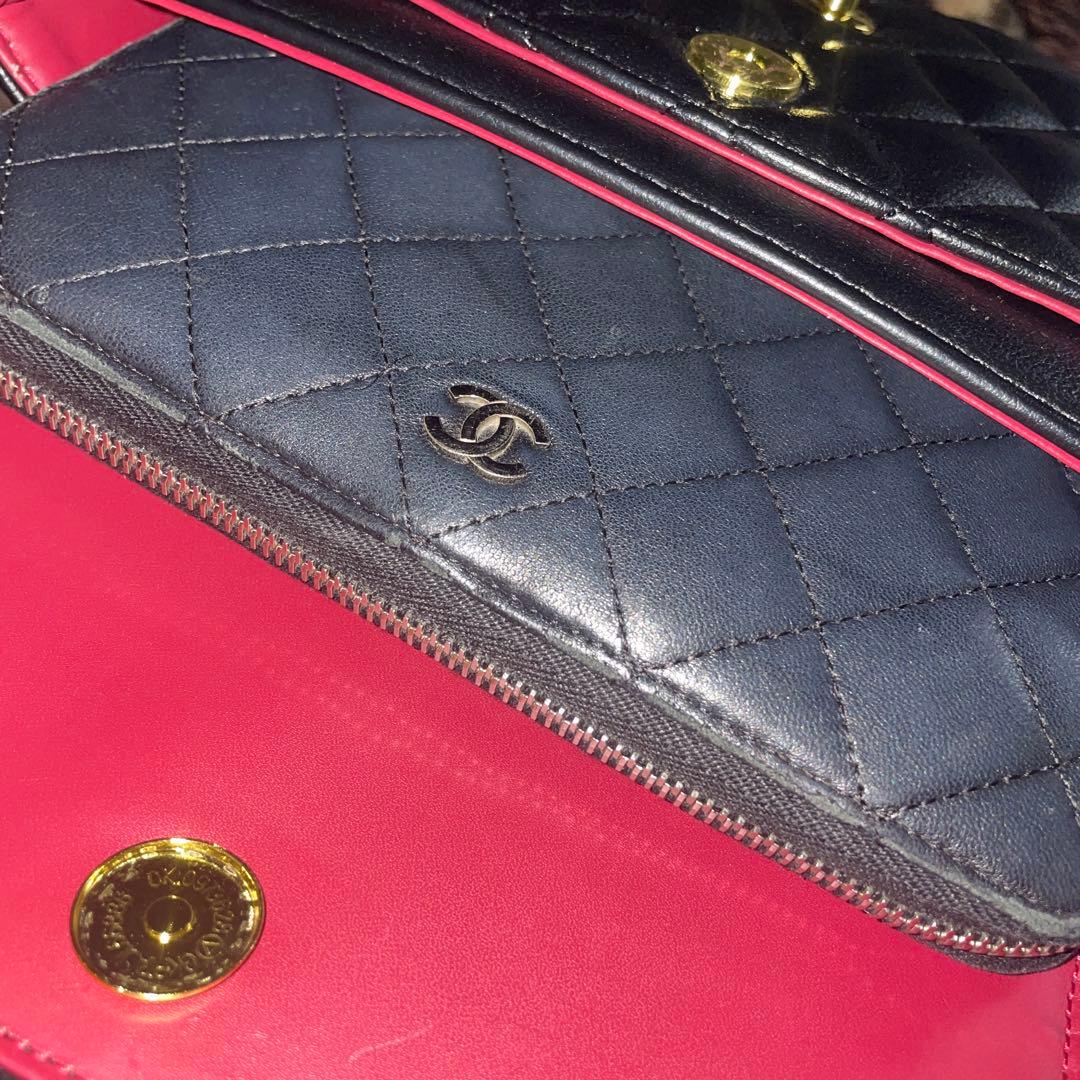 キルティング　ゴールドチェーン　ショルダーバッグ　ブラック　ラムスキン　2way