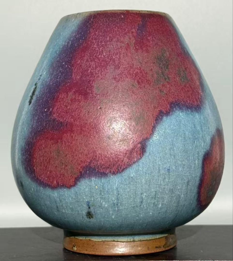 鈞窯 天藍釉 窯変紅斑 鶏心罐 古陶磁 中国美術 C I A2012