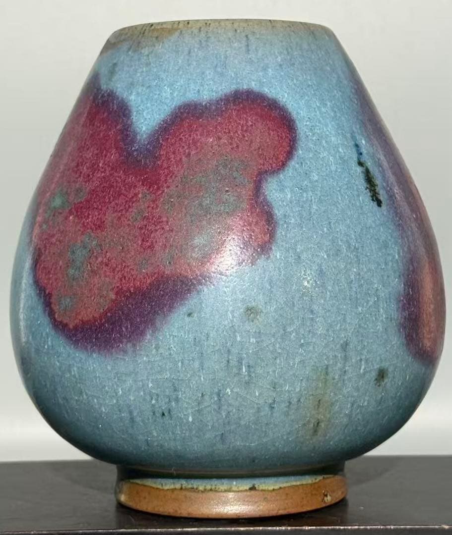 鈞窯 天藍釉 窯変紅斑 鶏心罐 古陶磁 中国美術 C I A2012