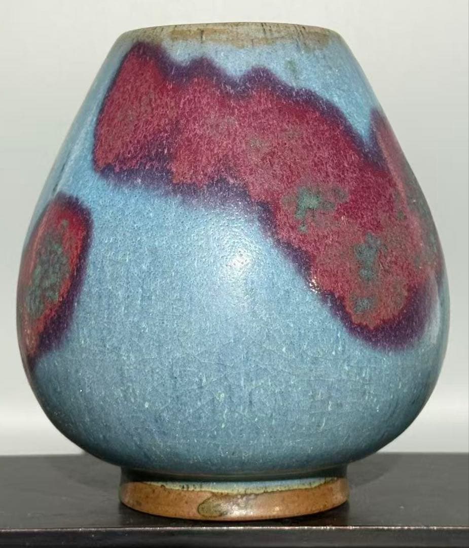 鈞窯 天藍釉 窯変紅斑 鶏心罐 古陶磁 中国美術 C I A2012