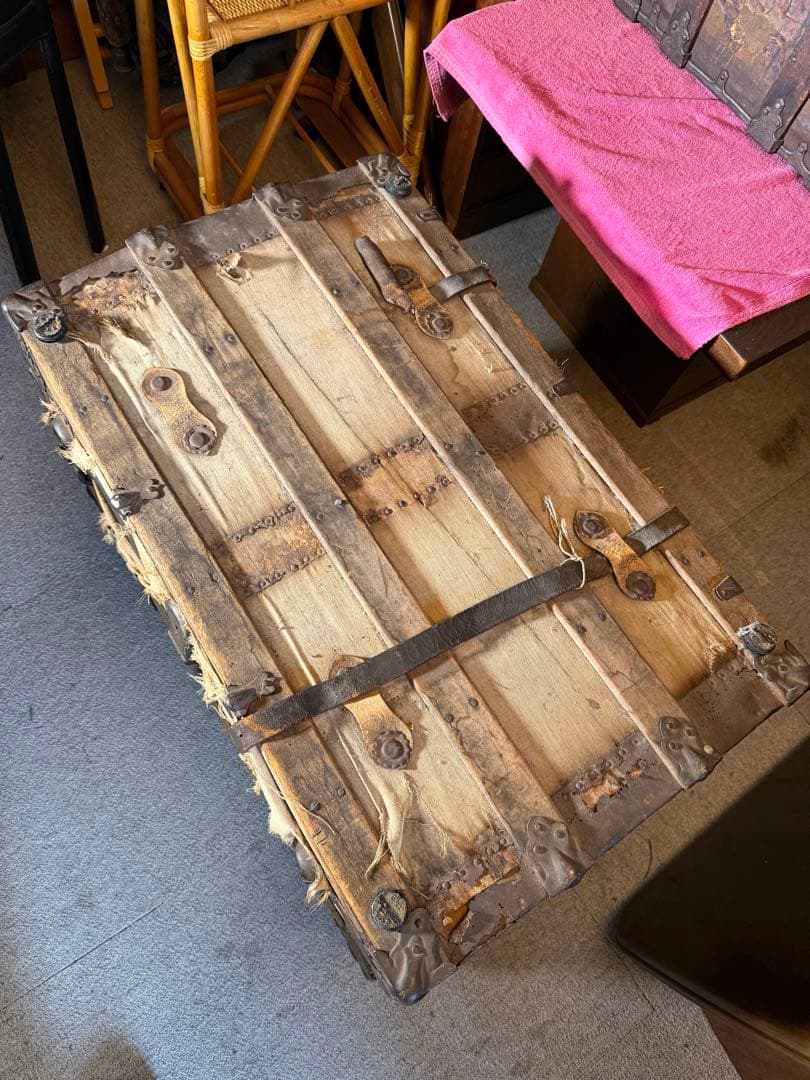 1880s EAGLE LOCK CO 米国製船旅トランク 希少140年物