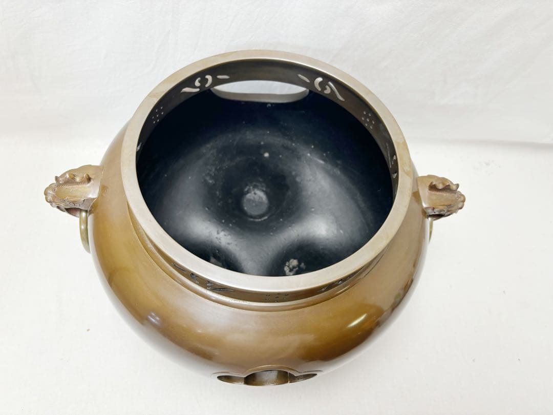 ほぼ未使用 茶道具 人間国宝 高橋敬典 平丸釜添唐銅鬼面風炉 鋳師金森浄栄 敷板