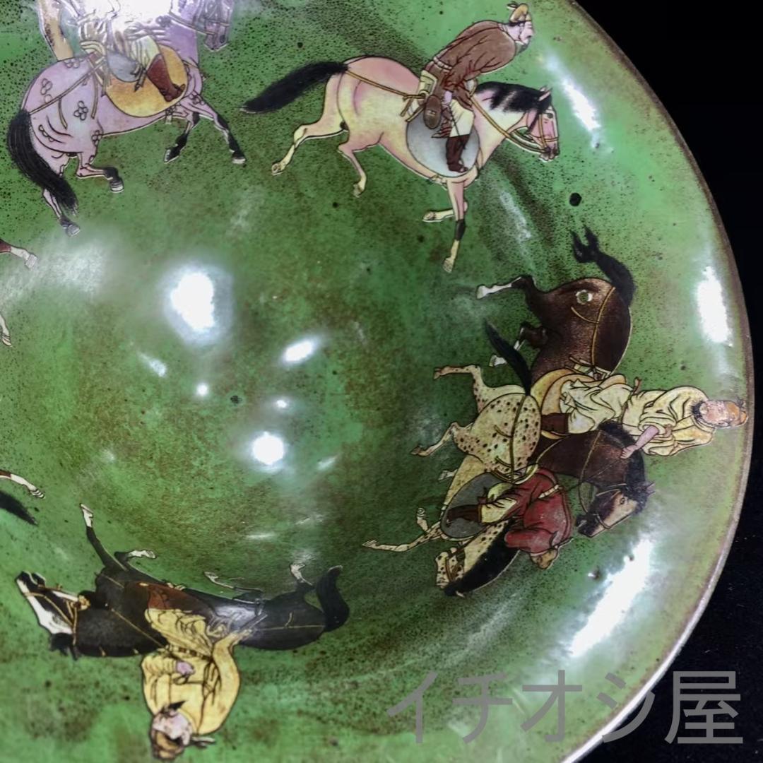 中国古美術 旧蔵收 宋建窯 彩絵馬人图斗笠碗 茶碗 古磁器 茶道具 唐物雅器