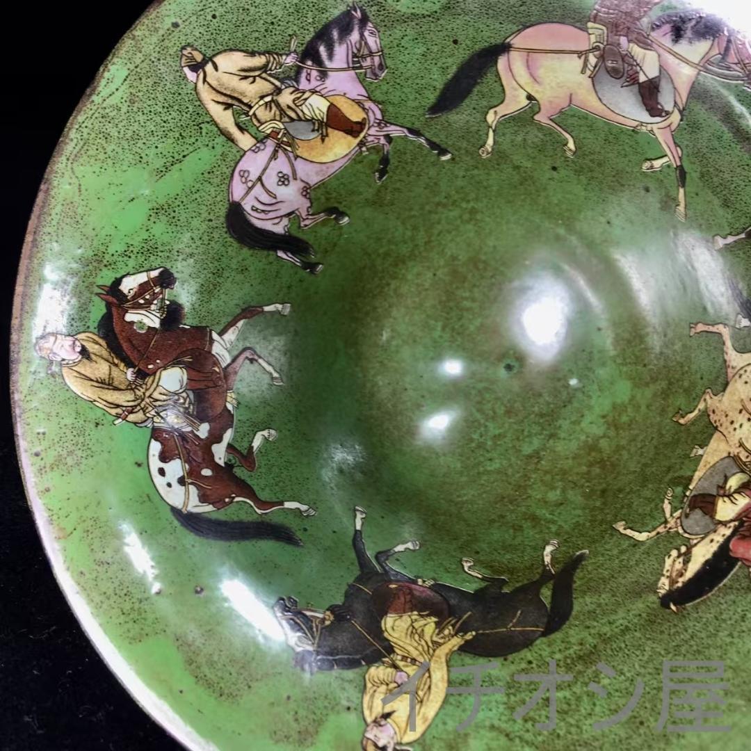 中国古美術 旧蔵收 宋建窯 彩絵馬人图斗笠碗 茶碗 古磁器 茶道具 唐物雅器