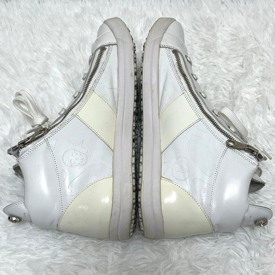 マーク&ロナ ハイカット ダブルジップ スニーカー ビブラムソール 27.0 白