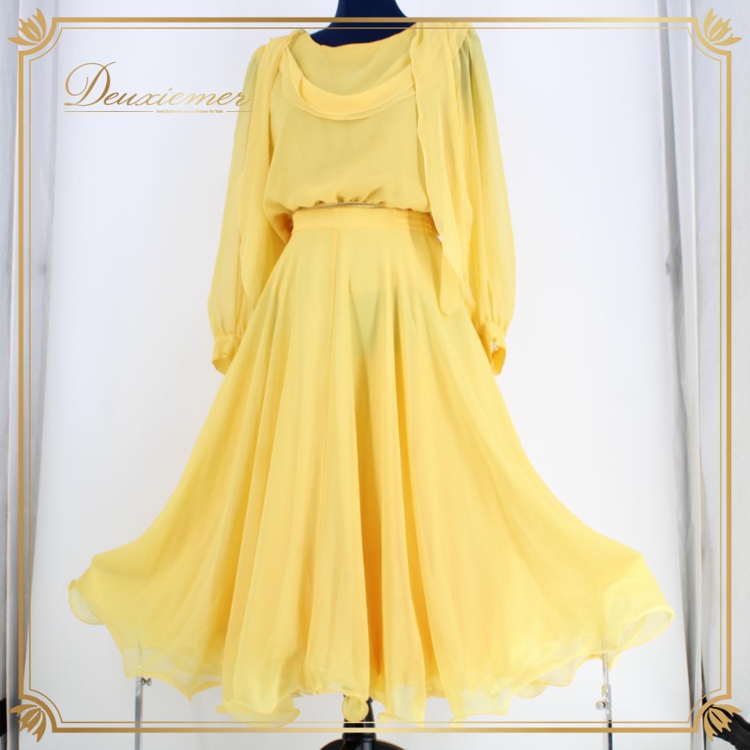 【日本製 社交ダンス衣装】イエロー Chacott 上下セット ツーピース 黄色