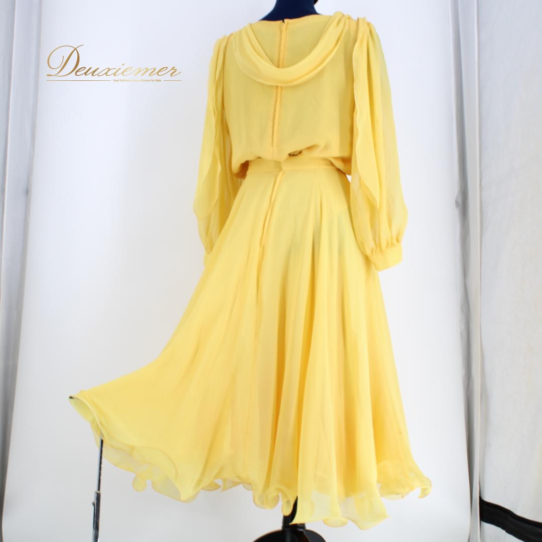 【日本製 社交ダンス衣装】イエロー Chacott 上下セット ツーピース 黄色