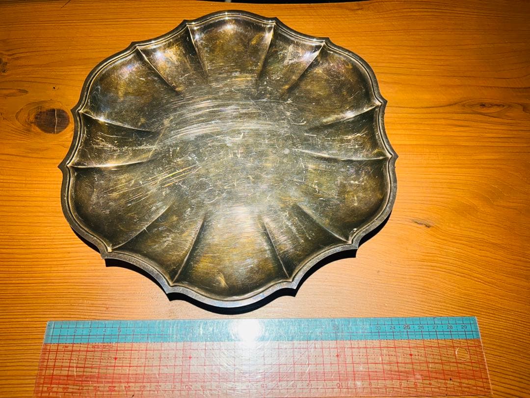 USAアンティーク】 シルバープレート　大皿　トレー　トレンチB