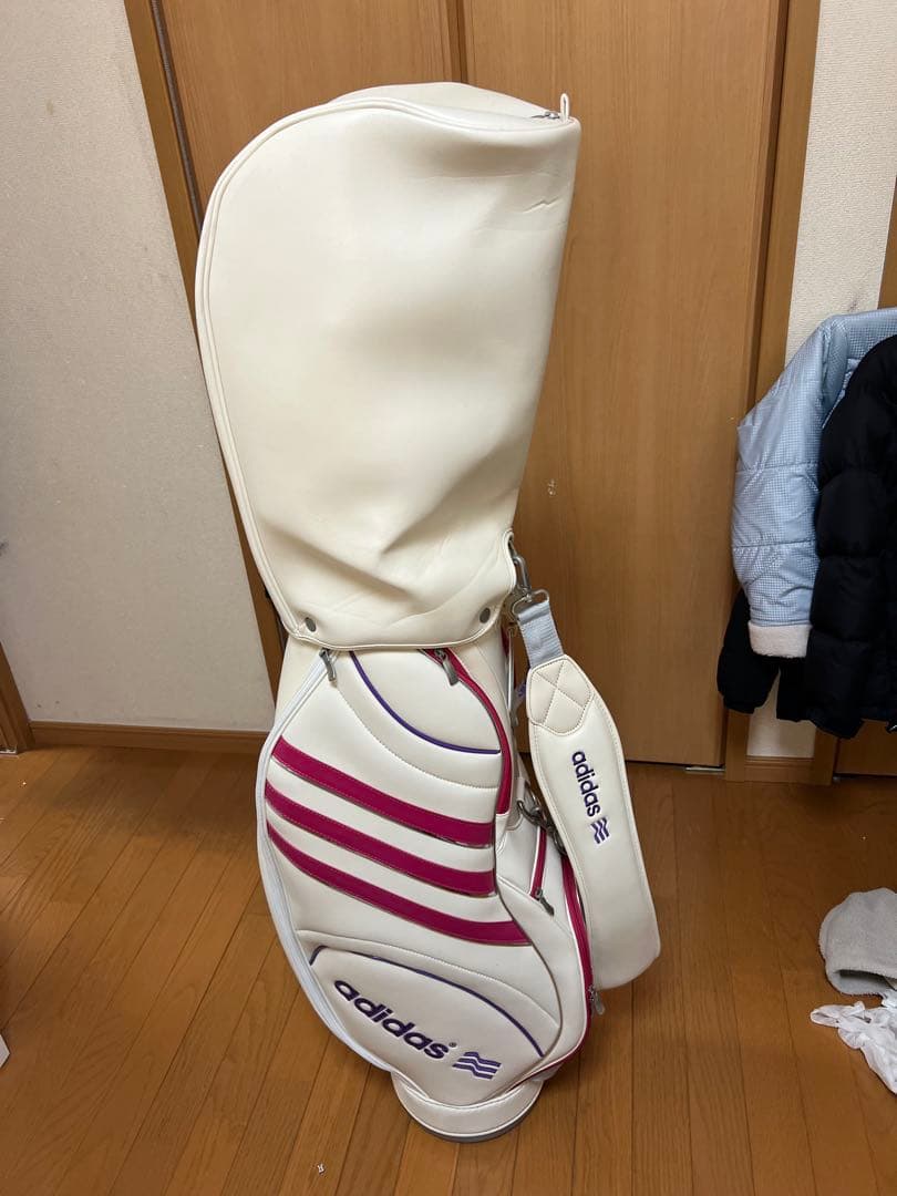adidas ゴルフキャディバッグ ホワイト ピンク　クラブ