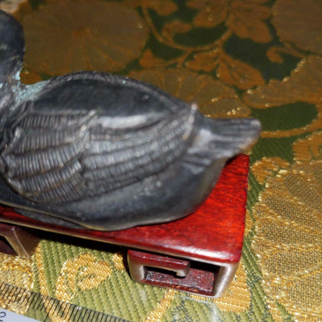 【最終価格】 骨董　書道　古銅製　水鳥鎮紙　台付