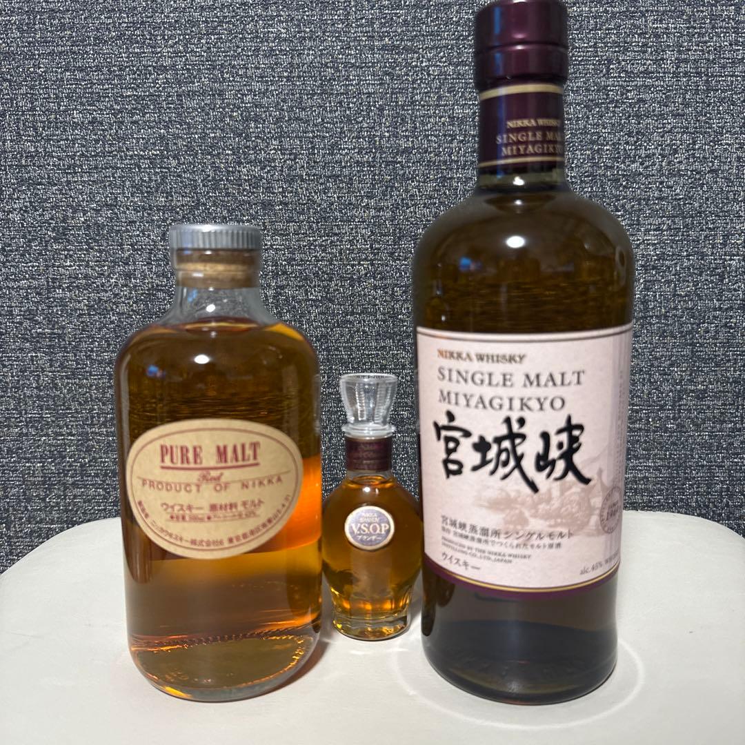 ニッカウイスキーシングルモルト宮城峡 ピァアモルトレッドのセット vsop 付き
