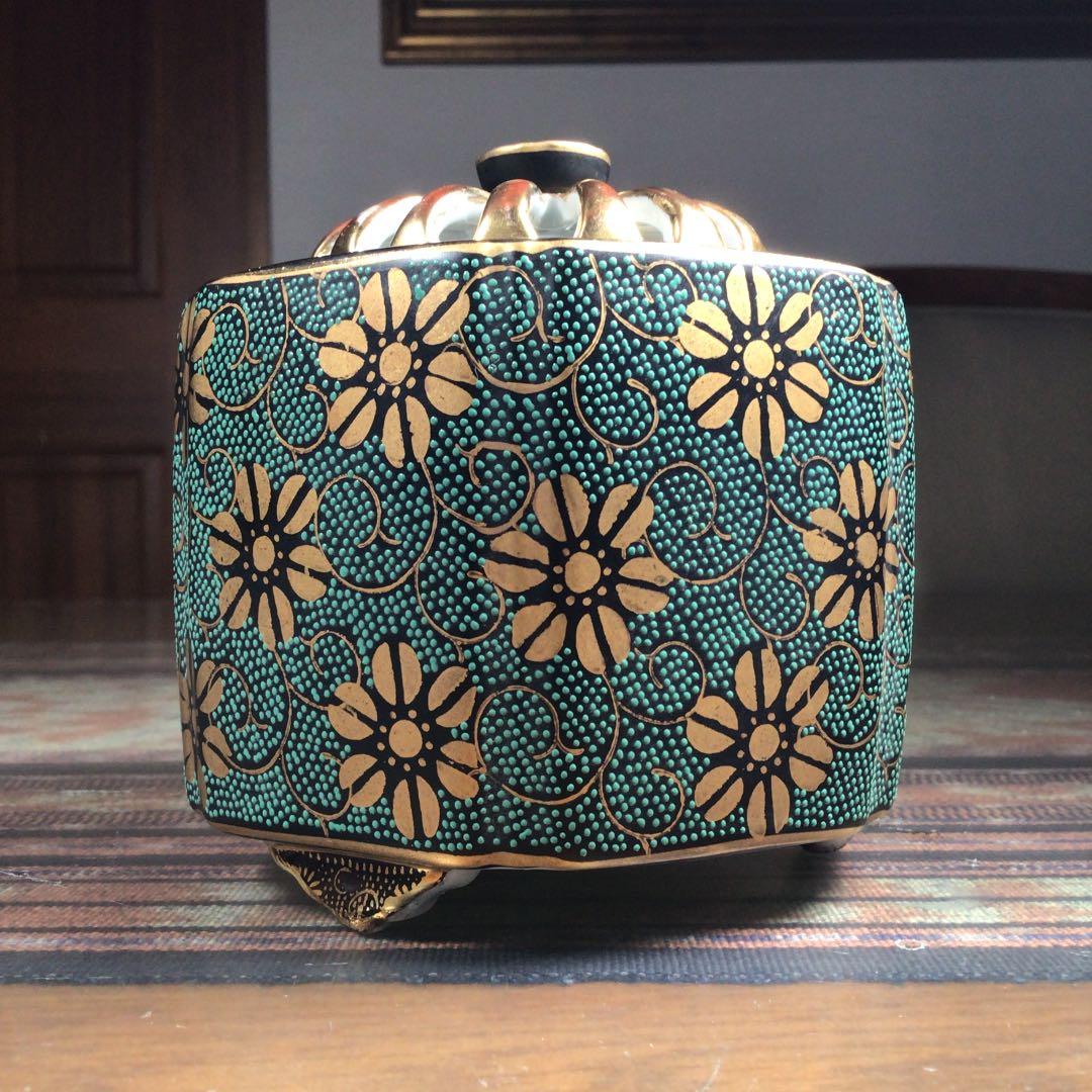 『ハピうー特価』　九谷焼　洋山　青粒　香炉　制作番号付き