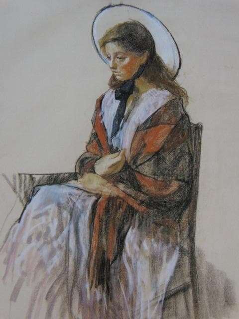 小磯良平、【婦人図】、希少な限定額装用画集画、新品高級額 額装付、状態良好