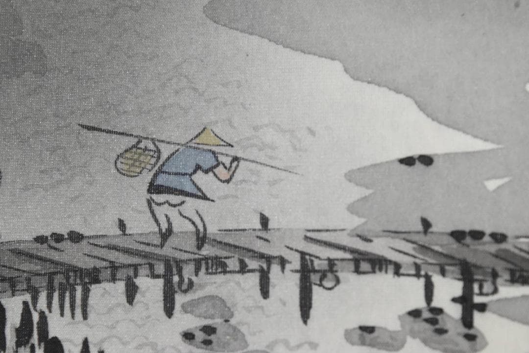 【真作】平尾茂彦/帰漁図/山水図/掛軸/名家伝来/AA-841