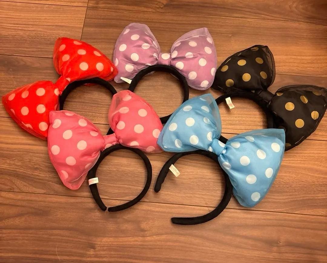 東京ディズニーリゾート　ミニー　水玉　ビッグリボンカチューシャ　5色セット