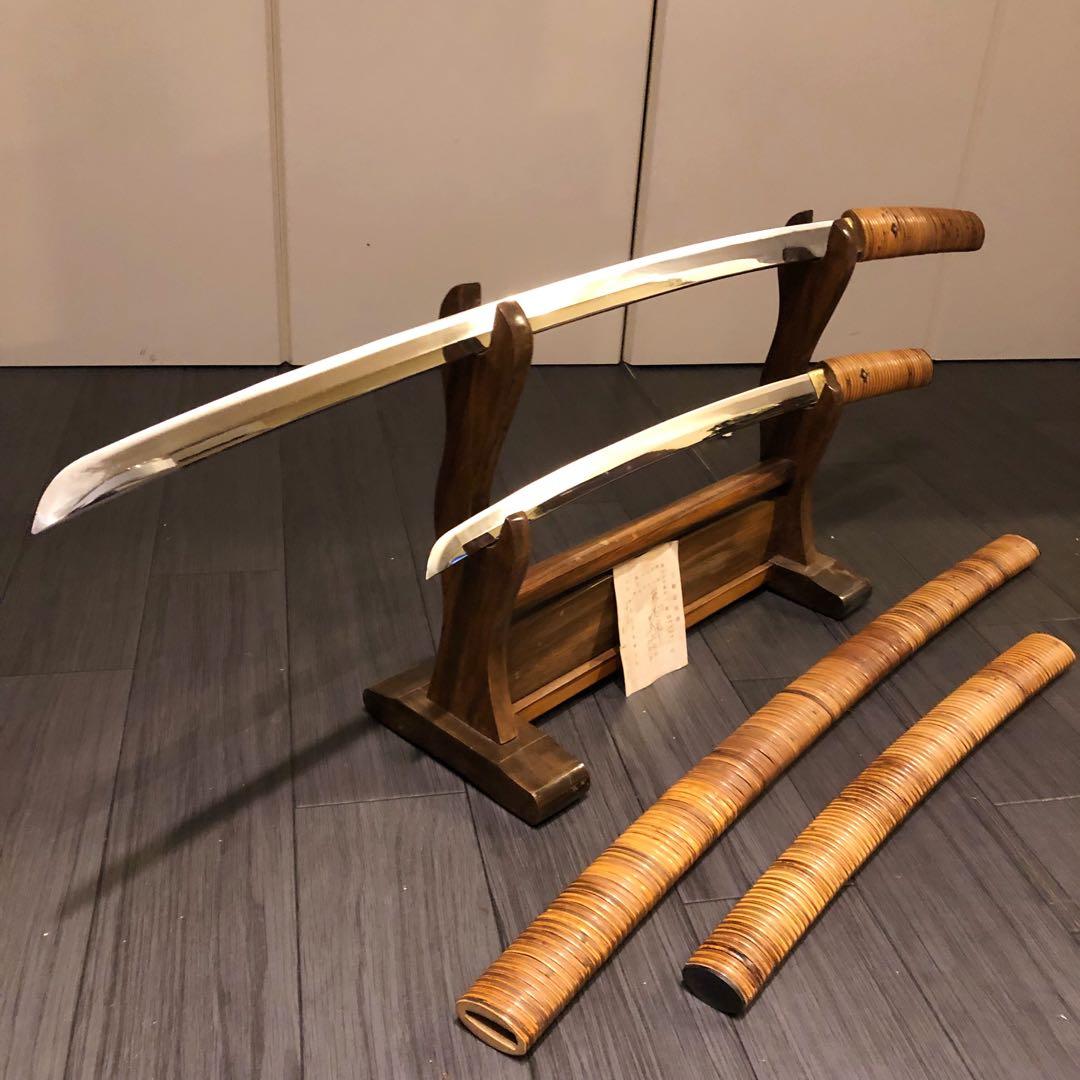 高級美術居合刀剣　籐巻造り　高級居合刀　大小セット　刀剣証明書付き　模造刀　名刀